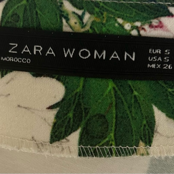 Zara Asian Floral Print Ivory Sheath Dress Size S - Picture 8 of 9